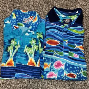 2 Jams World Hawaiian Short Sleeve Button Down XL Men’s Shirt Tropical Fish